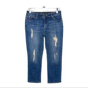 JENNIFER LOPEZ Blue Distressed Denim Capris 6